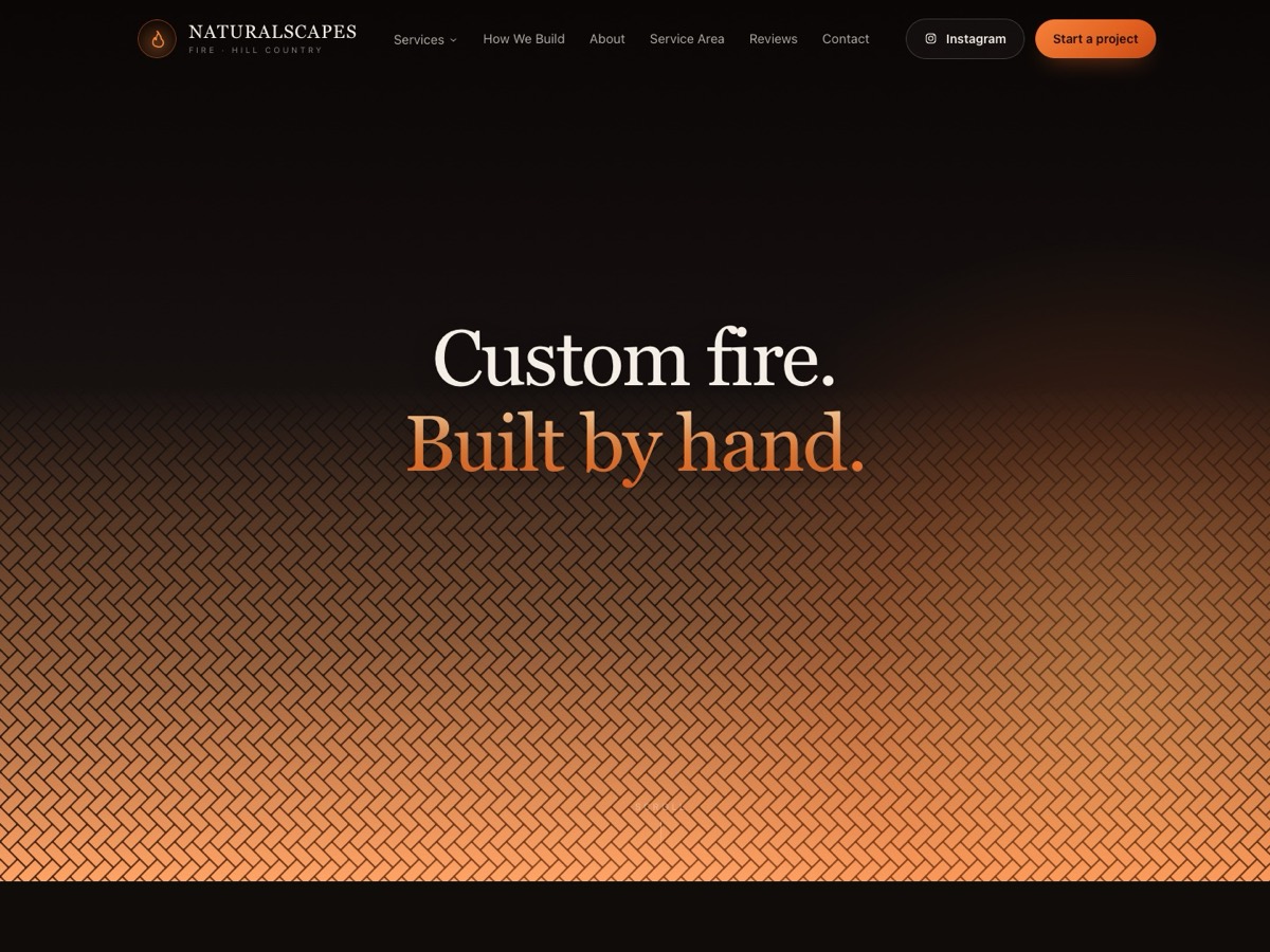 Homepage of the Naturalscapes Fire concept build